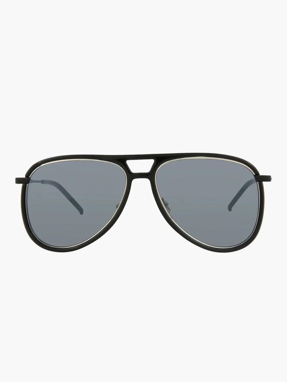 Saint Laurent Black and Silver Aviator Sunglasses NWT